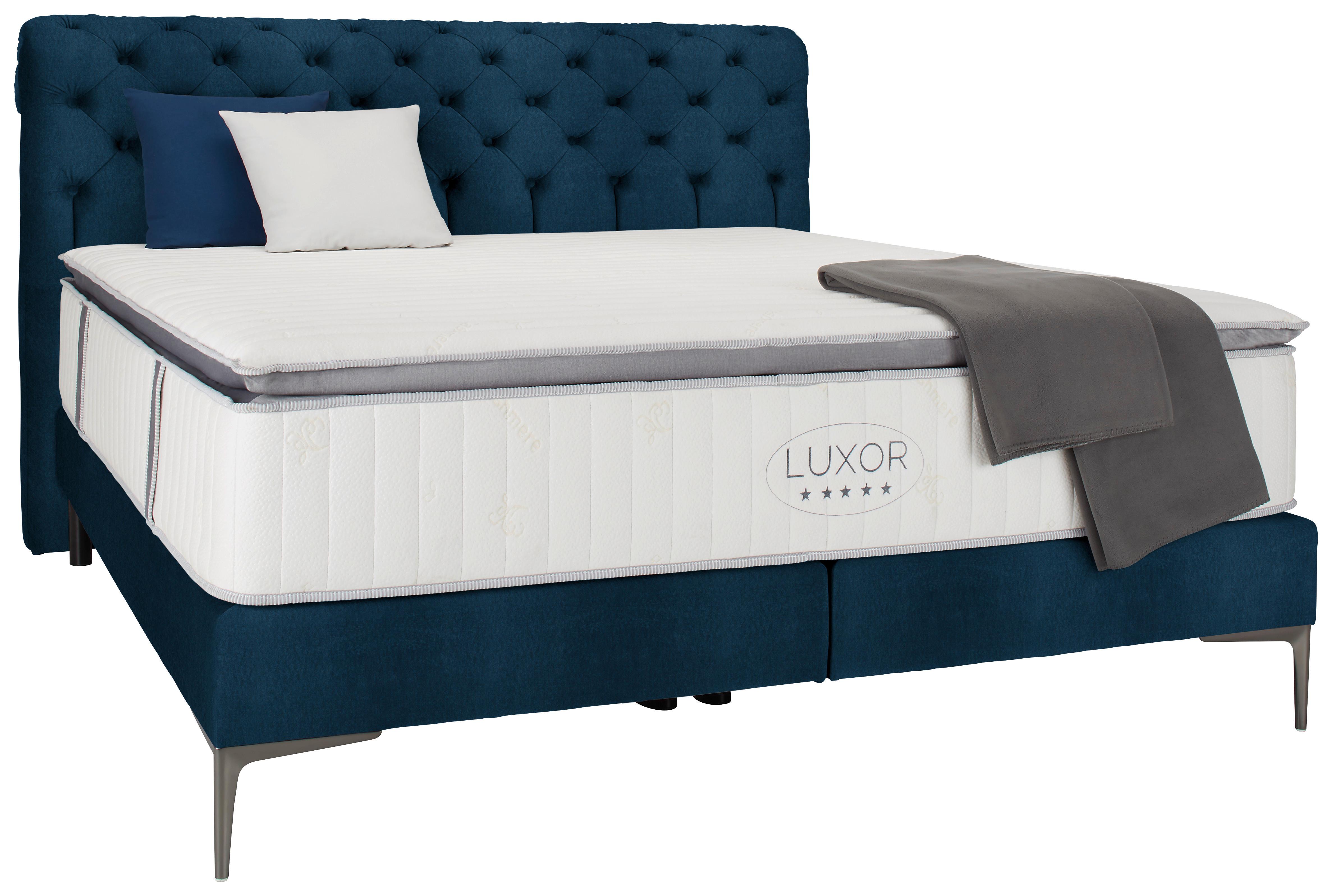 Boxspringbett ca. 180x200cm - Schwarz/Dunkelblau, ROMANTIK / LANDHAUS, Holz/Holzwerkstoff (180/200cm) - Premium Living