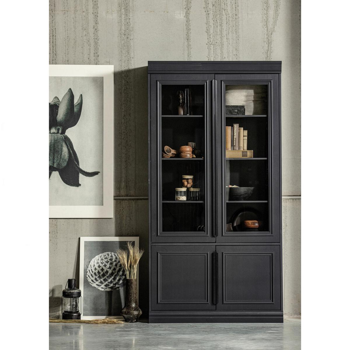 Vitrne Organize Schwarz - Schwarz, Design, Glas/Holz (110/215/44cm) - Livetastic