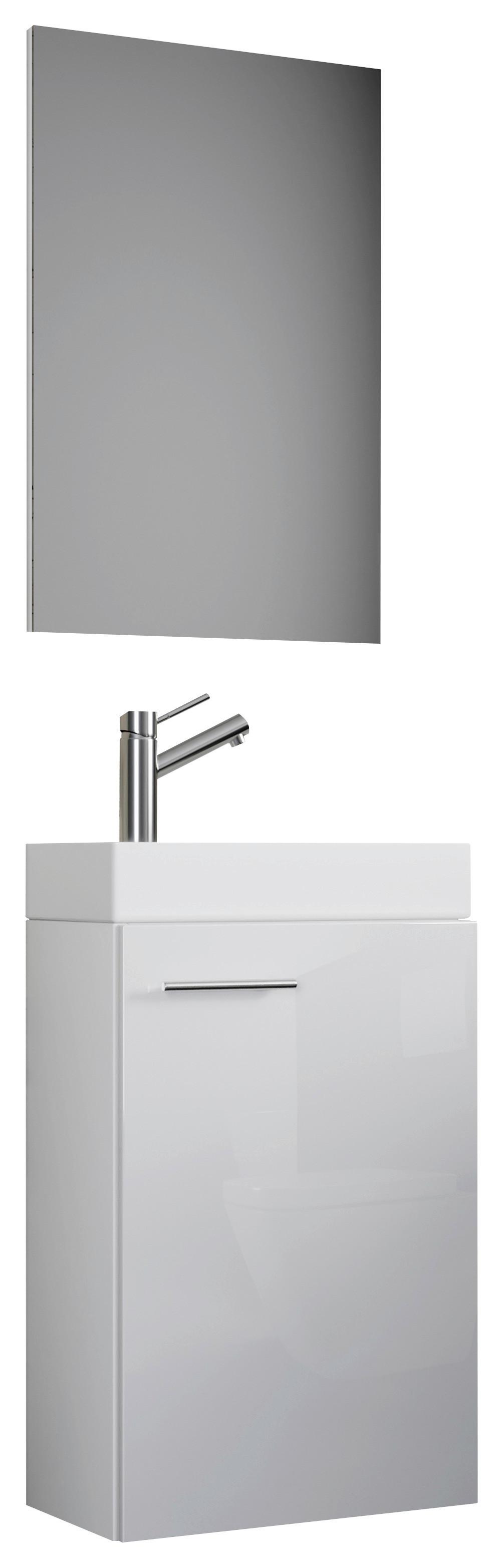 Gästebad Slito 3-tlg. ca. 41 cm Weiß - Weiß, KONVENTIONELL, Keramik/Holzwerkstoff (41cm) - MID.YOU