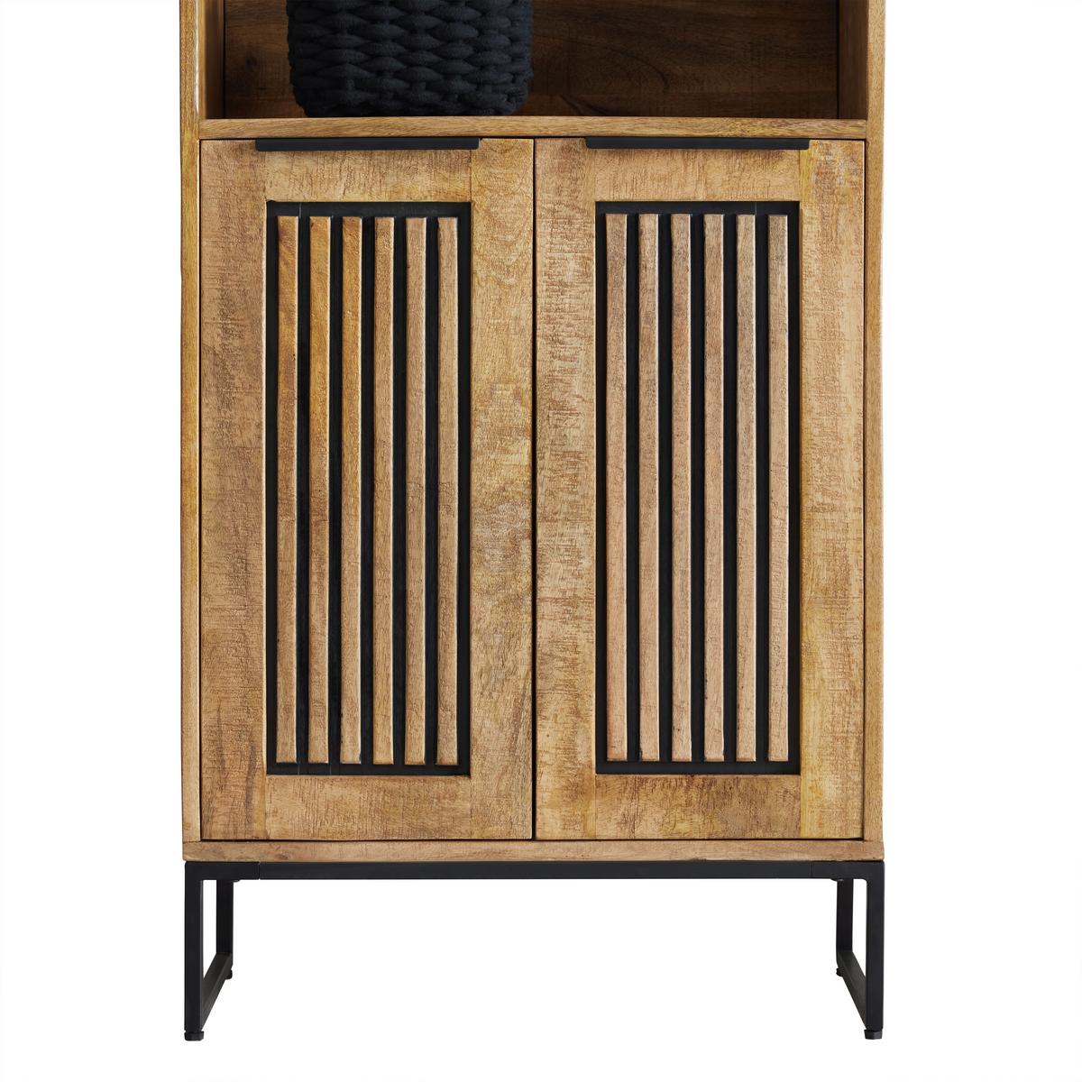 Hochschrank Everest Naturfarben/Schwarz - Schwarz/Naturfarben, Natur, Holz/Metall (60/190/32cm) - Mömax