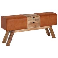 Garderobenbank ca. 12x56x30 cm Leder Braun - Braun, MODERN, Leder/Holz (120/56/30cm) - MID.YOU