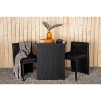 Balkonset Savanna 3-tlg. Grau/Schwarz - Schwarz/Grau, KONVENTIONELL, Kunststoff/Textil - Gardenson