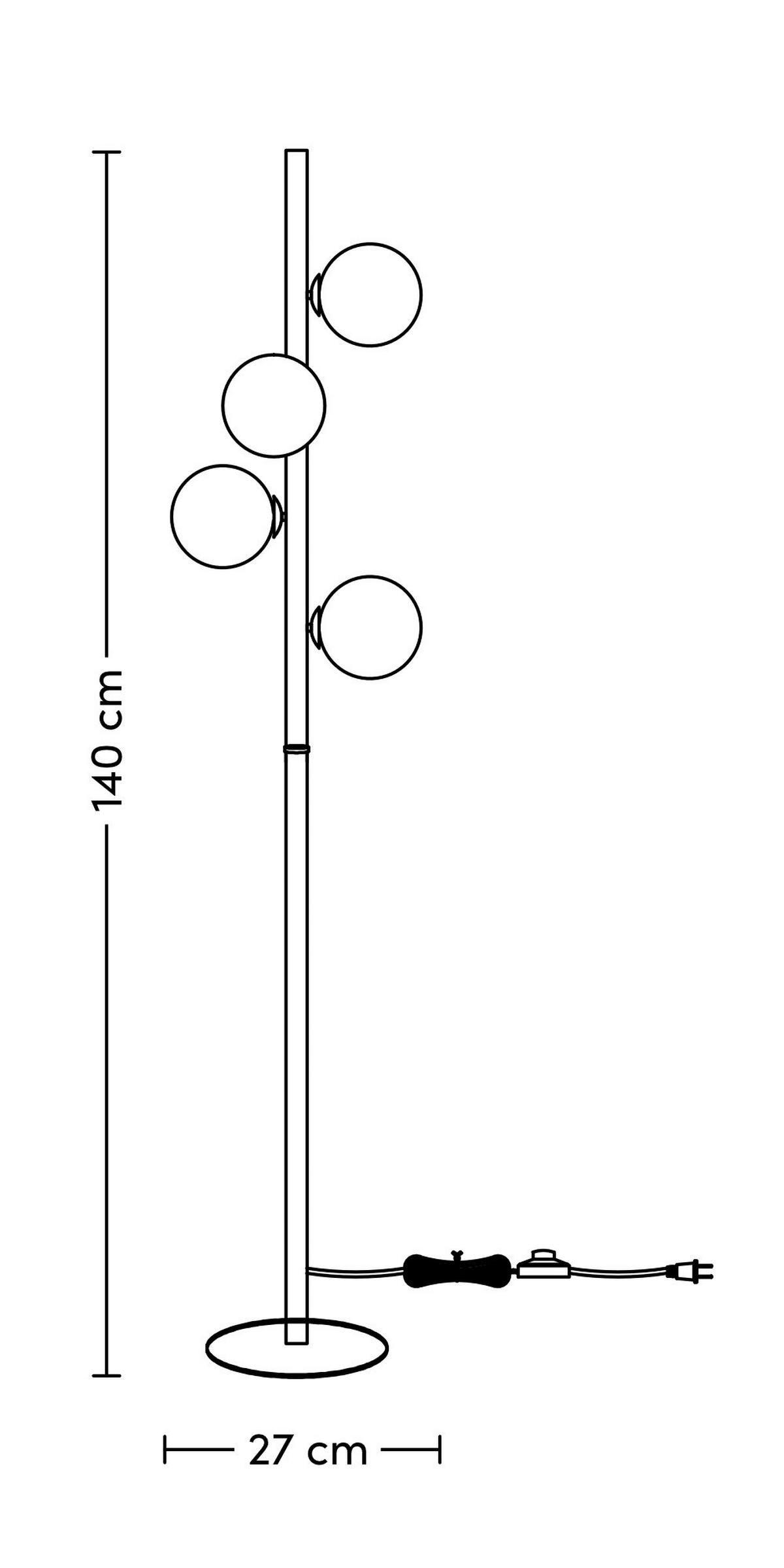 Állólámpa Lisib - króm/fekete, Romantik / Landhaus, Üveg/fém (27/140cm) - Mömax