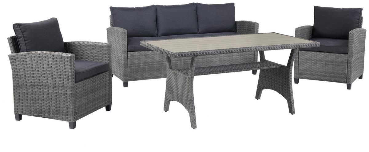 Lounge Garnitura Lisabon, Siva, Rjava, 4-Delni Set - siva/rjava, Moderno, kovina/umetna masa - Modern Living