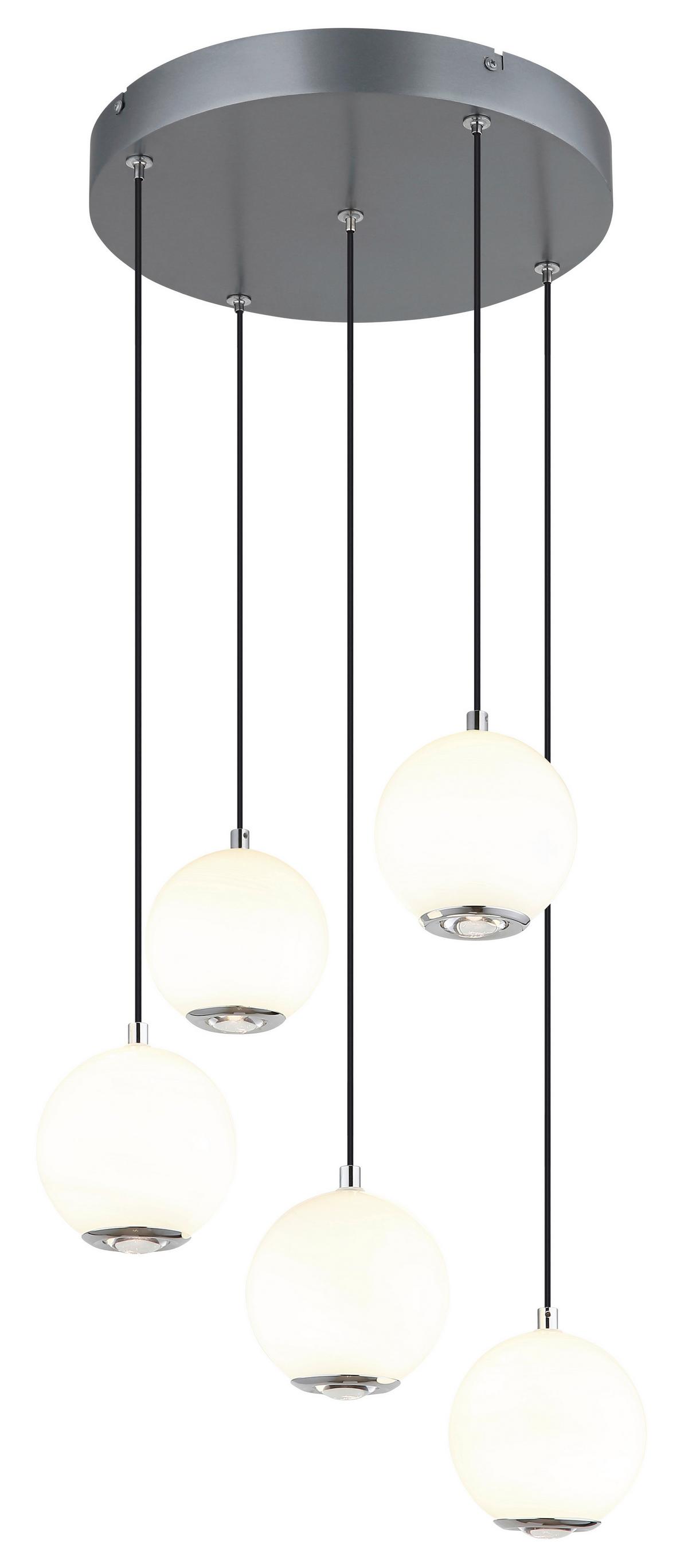 LED-HÄNGELEUCHTE 16062-5H SIMMONS - Klar/Chromfarben, Konventionell, Glas/Kunststoff (39/150cm) - Globo