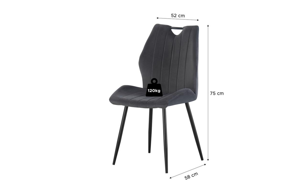 Set Stolov Christin, Antracit, 2 Kos - črna/antracit, Moderno, kovina/tekstil (52/75/58cm) - MID.YOU