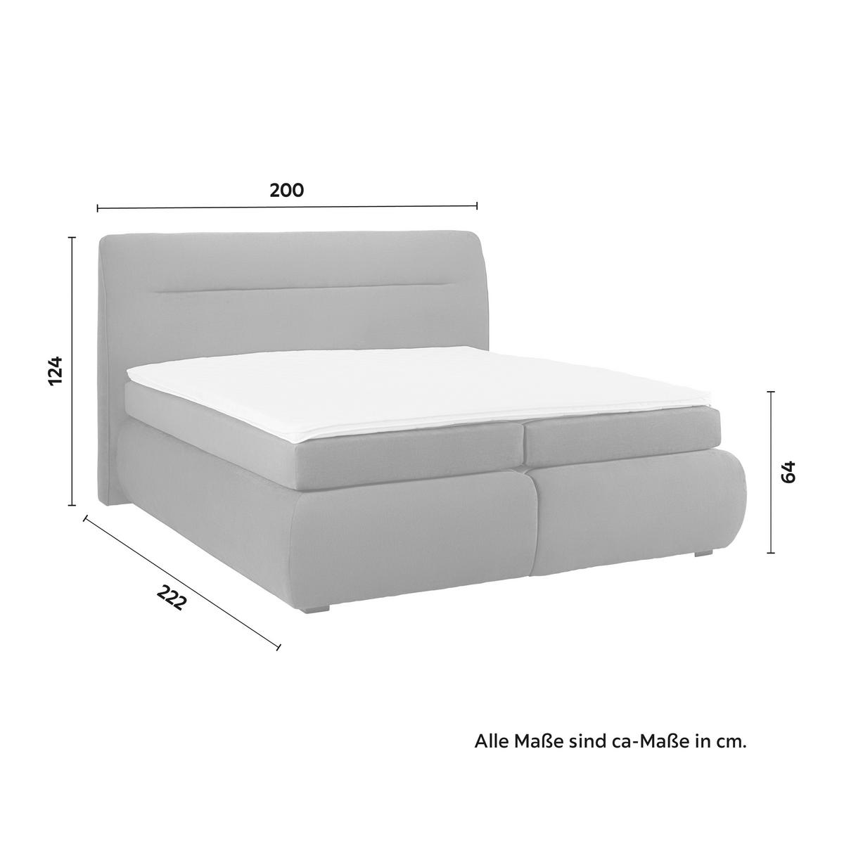 Boxspringbett "Bella", 200x200 cm, grau, mit Topper - Schwarz/Grau, Modern, Holz/Kunststoff (180/200cm) - Bessagi Home
