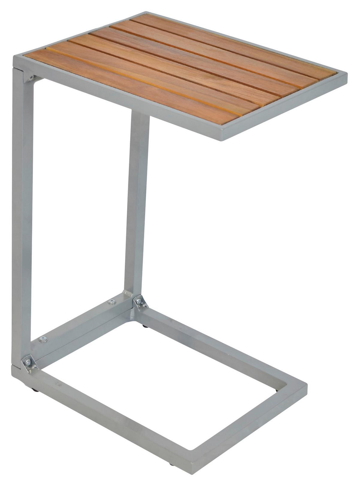 Gartenliege Naxos ca. 198x84cm Alu/Akazie massiv - Beige/Silberfarben, MODERN, Holz/Metall (198/103/84cm) - Gardenson
