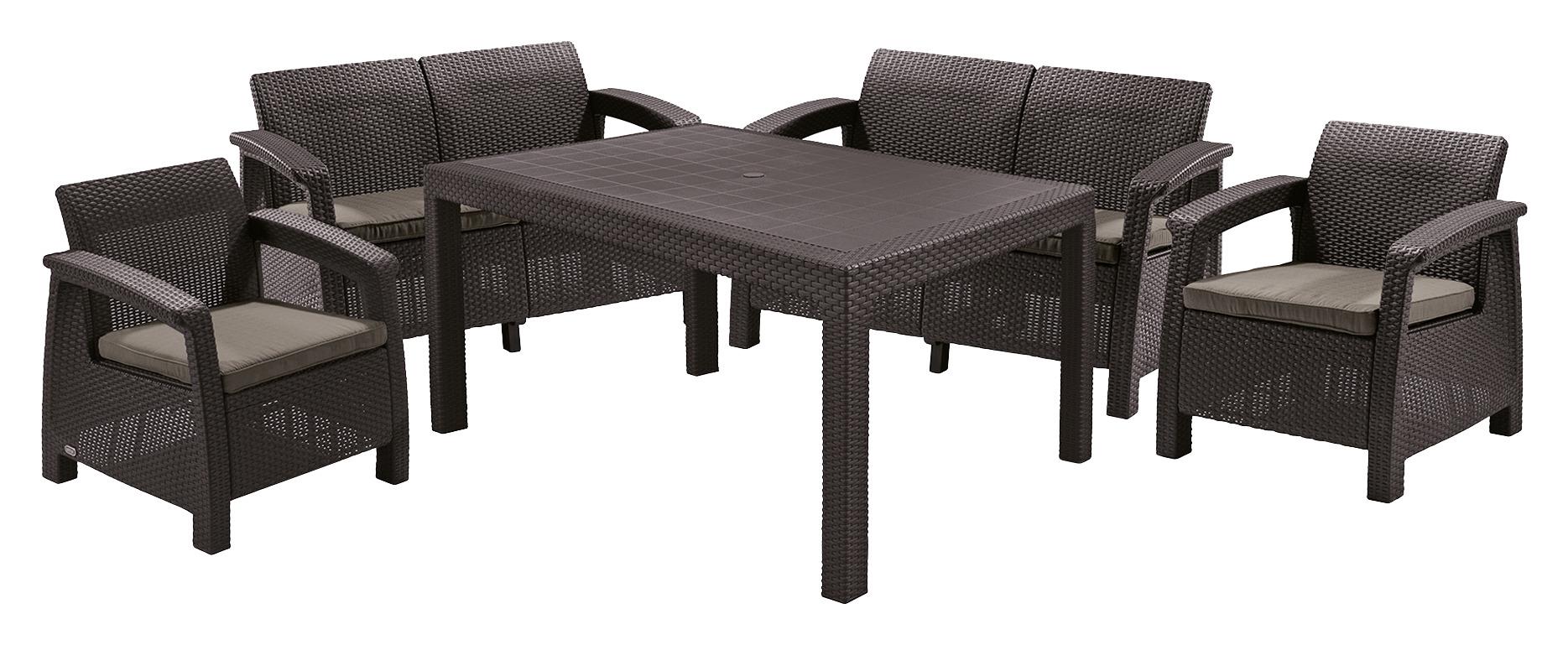 Kerti Garnitúra Corfu Fiesta - Sötétbarna/Barna, Műanyag (128/79/70cm) - Keter