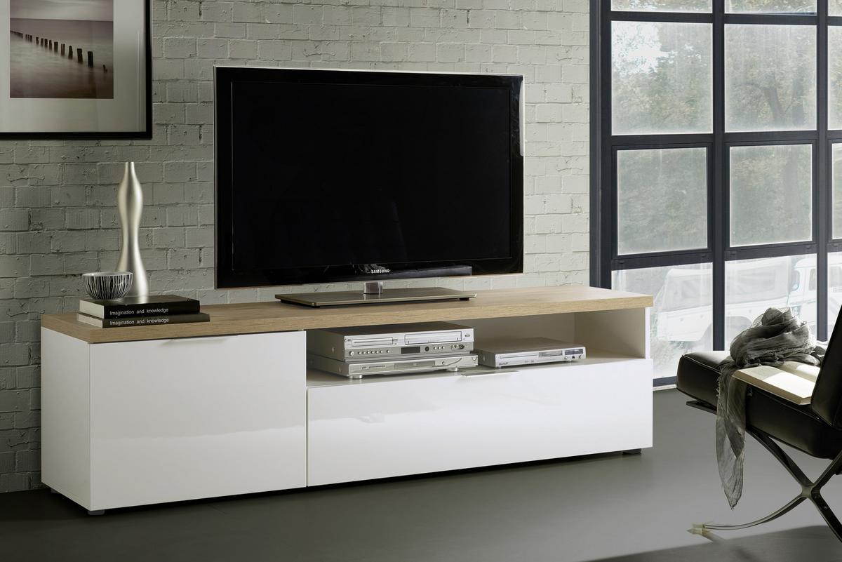 KOMODA NISKA IDEA - kolor dębowy/biały, Design (180/49/43cm) - Xora