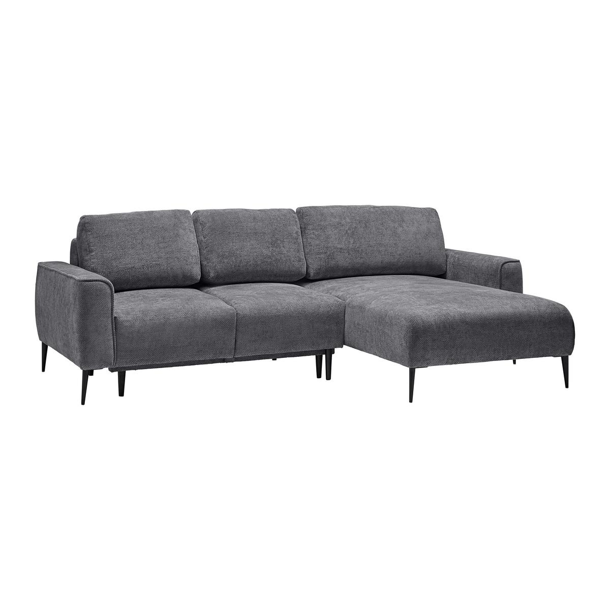 Ecksofa Custom Anthrazit - Anthrazit/Schwarz, MODERN, Textil/Metall (255/85/164cm) - Mömax