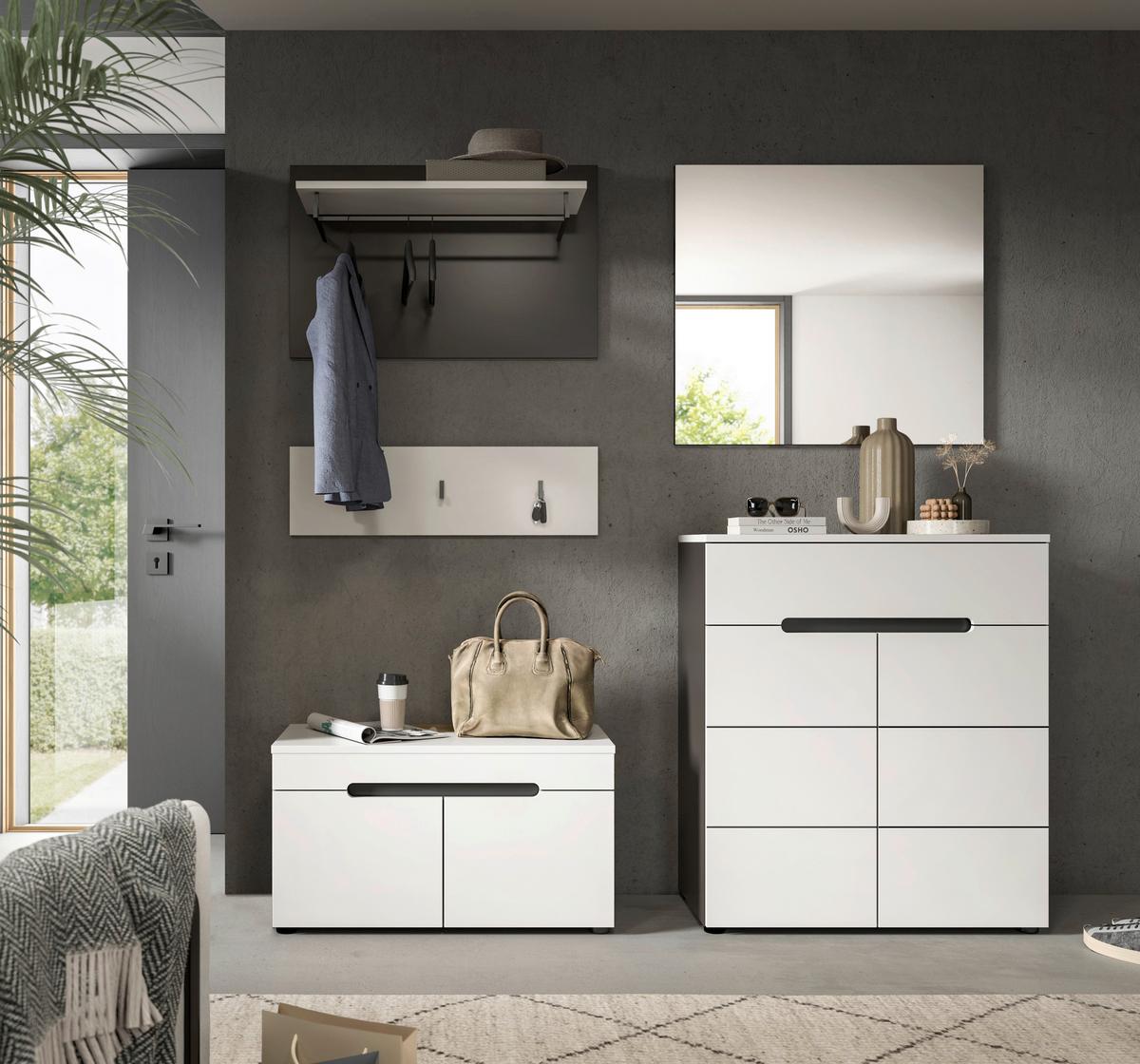 Predsoba Canu, Bela, Siva, 4-Delna - siva/bela, Design, leseni material (175/190/37cm) - Livetastic