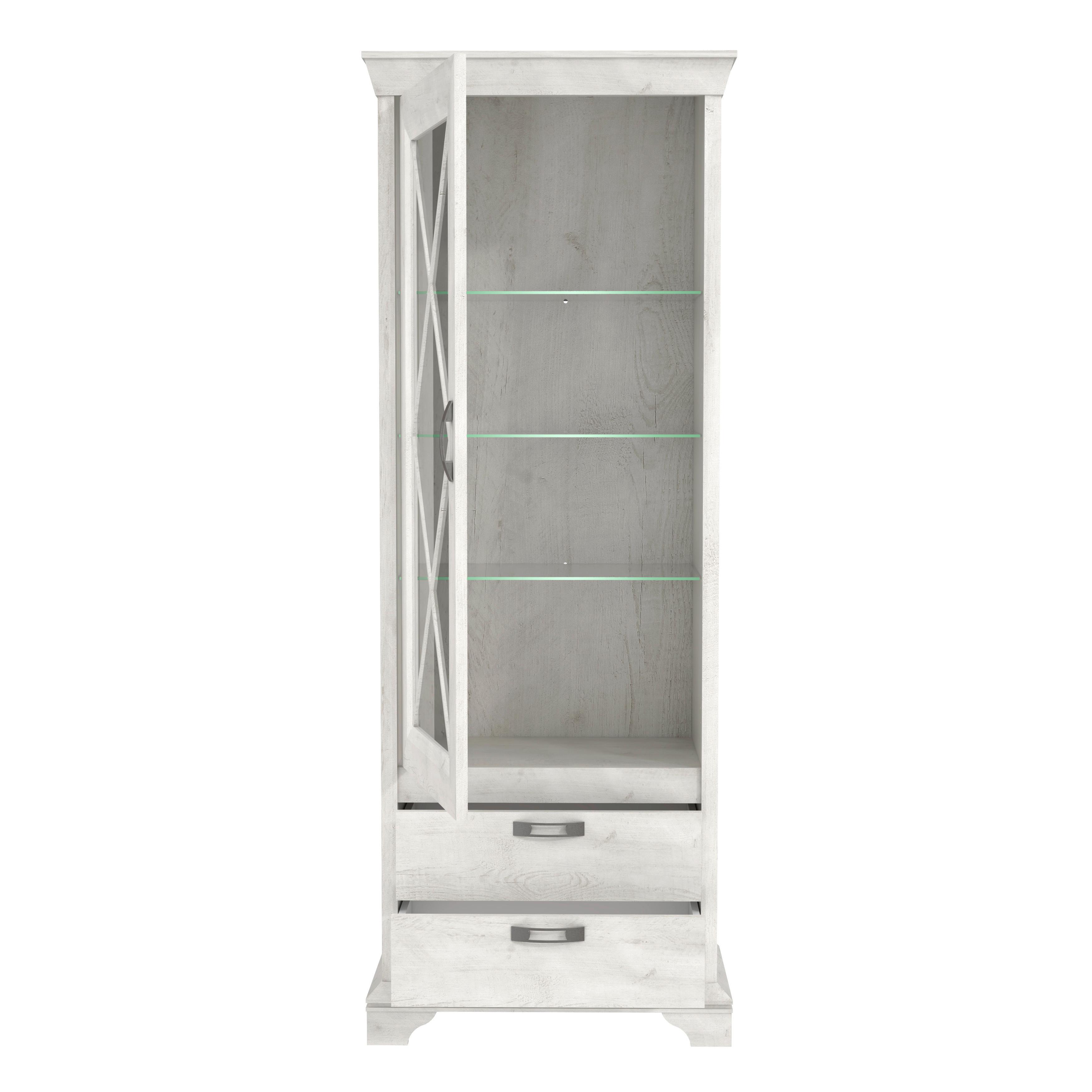 Vitrina Kashmir - bijela, Konvencionalno, staklo/drvni materijal (78,3/210,3/48,2cm) - Premium Living