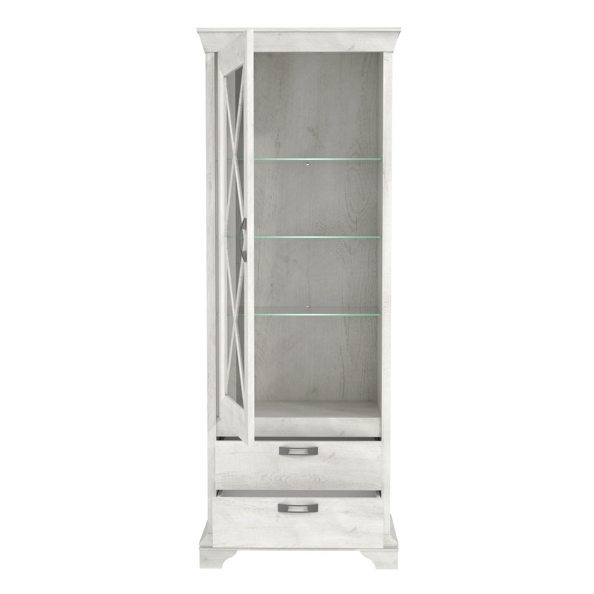 Vitrină KASHMIR - alb, Konventionell, sticlă/material pe bază de lemn (78,3/210,3/48,2cm) - Premium Living