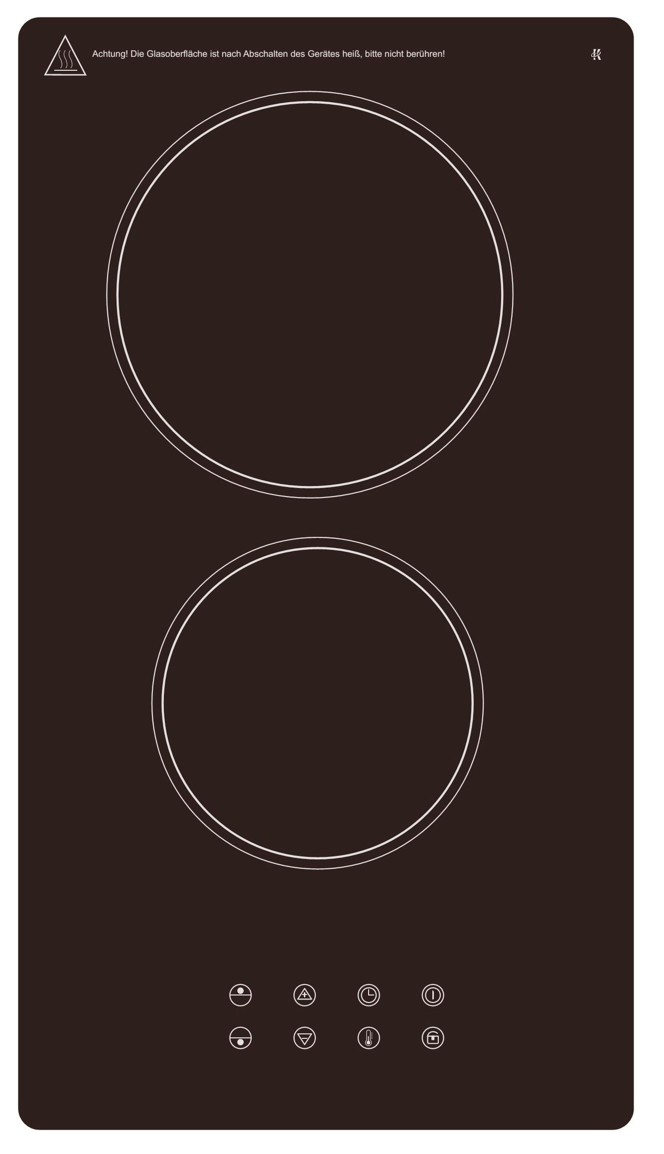 Glaskeramikkochfeld EB-DCF-2X Schwarz - Schwarz, Trend, Glas/Metall (28,8/6,4/52cm) - PKM