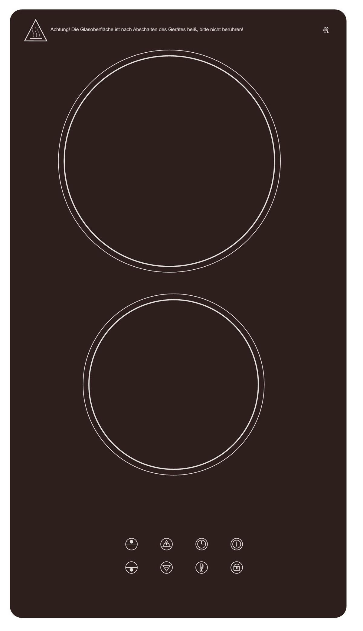 Glaskeramikkochfeld EB-DCF-2X Schwarz - Schwarz, Trend, Glas/Metall (28,8/6,4/52cm) - PKM