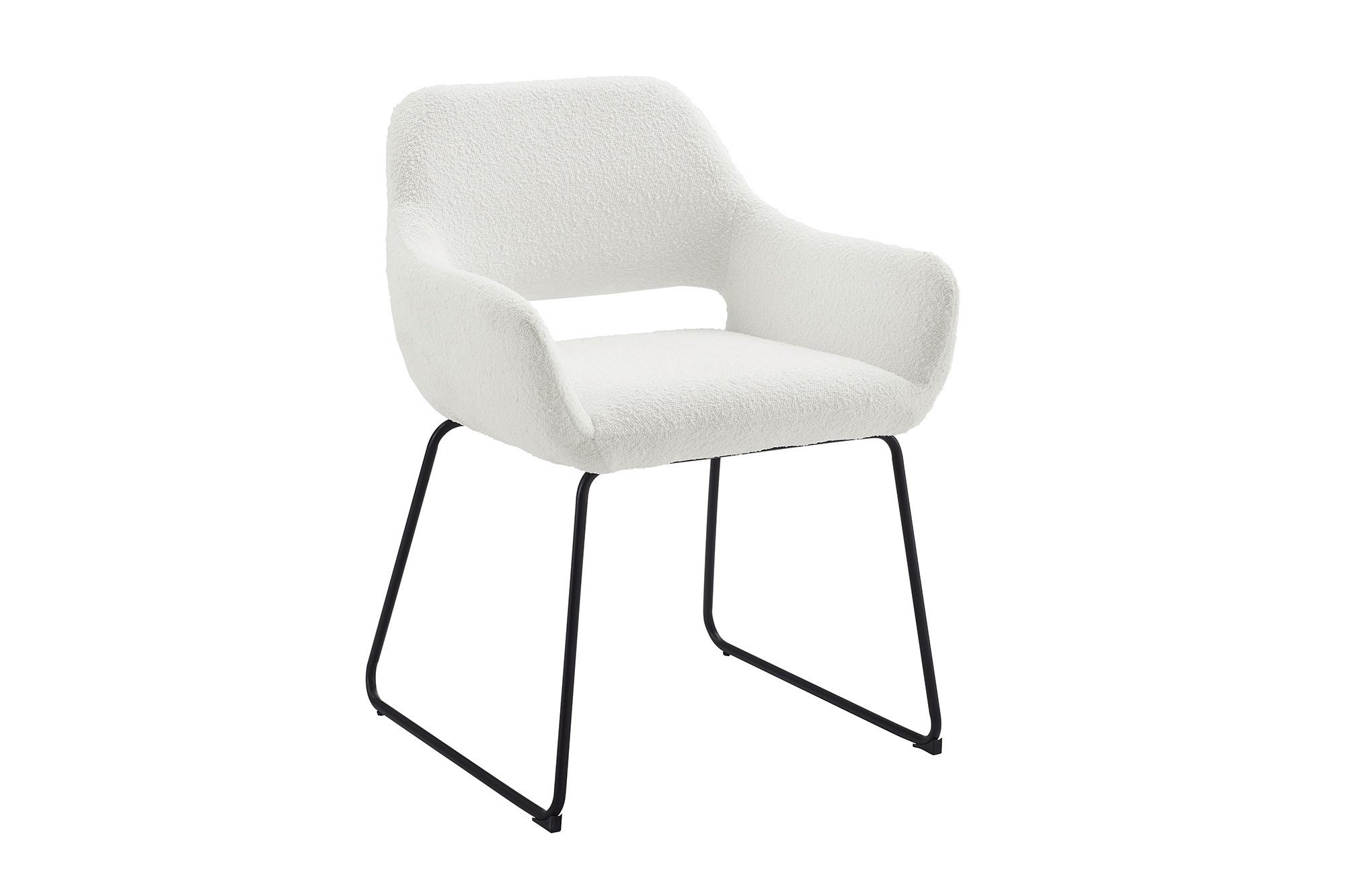 Naslanjač Bouclé, Bela - črna/bela, Moderno, kovina/tekstil (63,5/82,5/59cm) - Livetastic