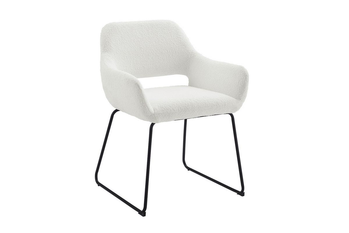 Naslanjač Bouclé, Bela - črna/bela, Moderno, kovina/tekstil (63,5/82,5/59cm) - Livetastic