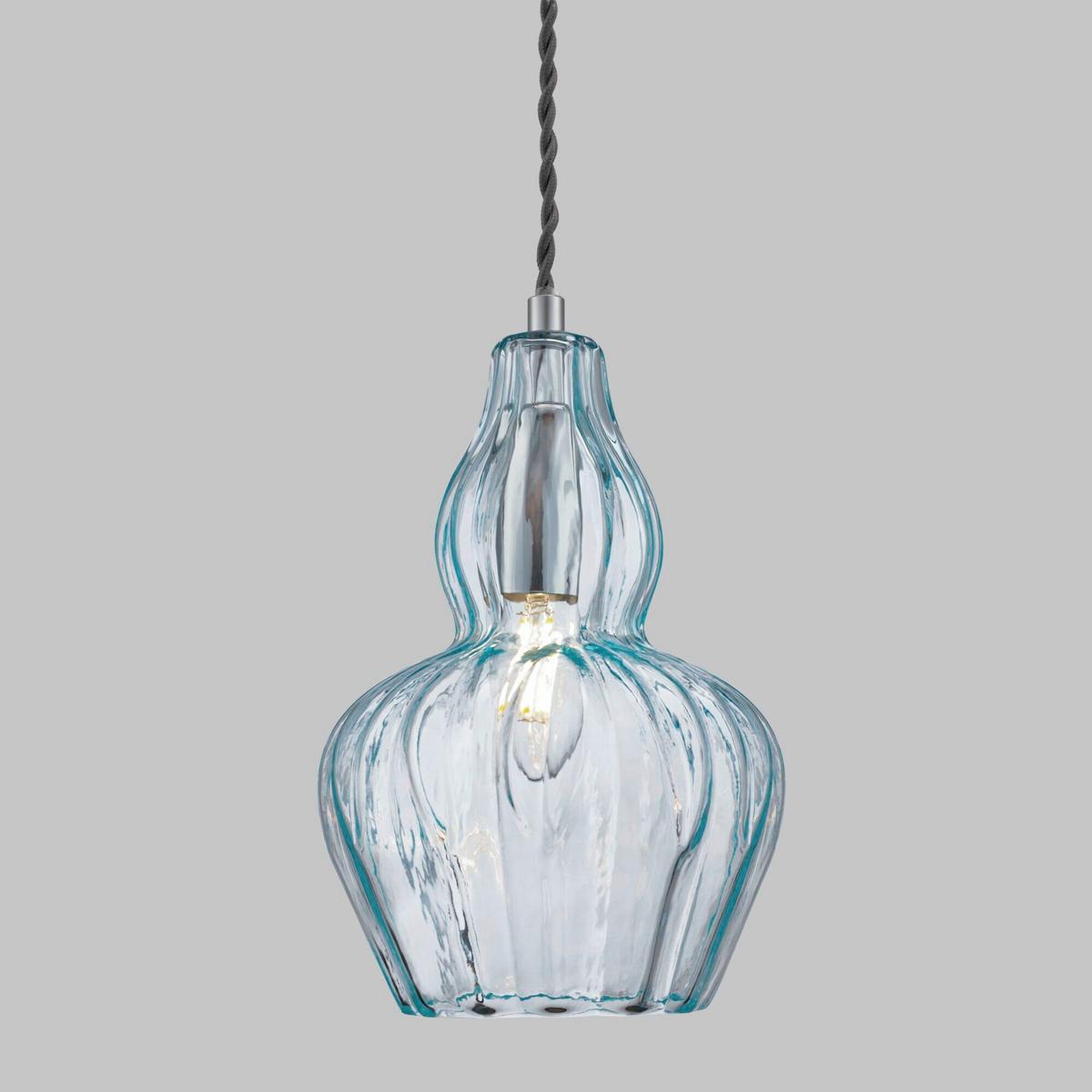 PENDELLEUCHTE EUSTOMA - Blau/Nickelfarben, Trend, Glas/Metall (16/23cm) - MAYTONI