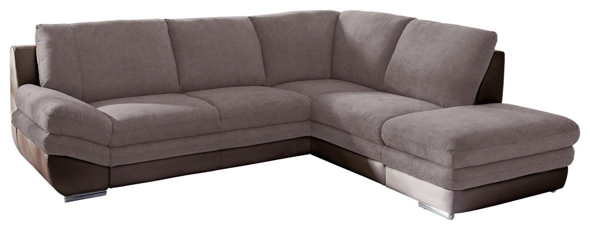 Wohnlandschaft Nardo Dunkelbraun/Taupe - Taupe/Chromfarben, MODERN, Textil/Metall (264/221cm) - MID.YOU