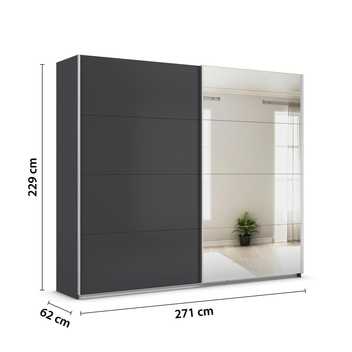 DULAP USI CULISANTE FELDKIRCH - argintiu/antracit, Modern, material pe bază de lemn (271/229/62cm)