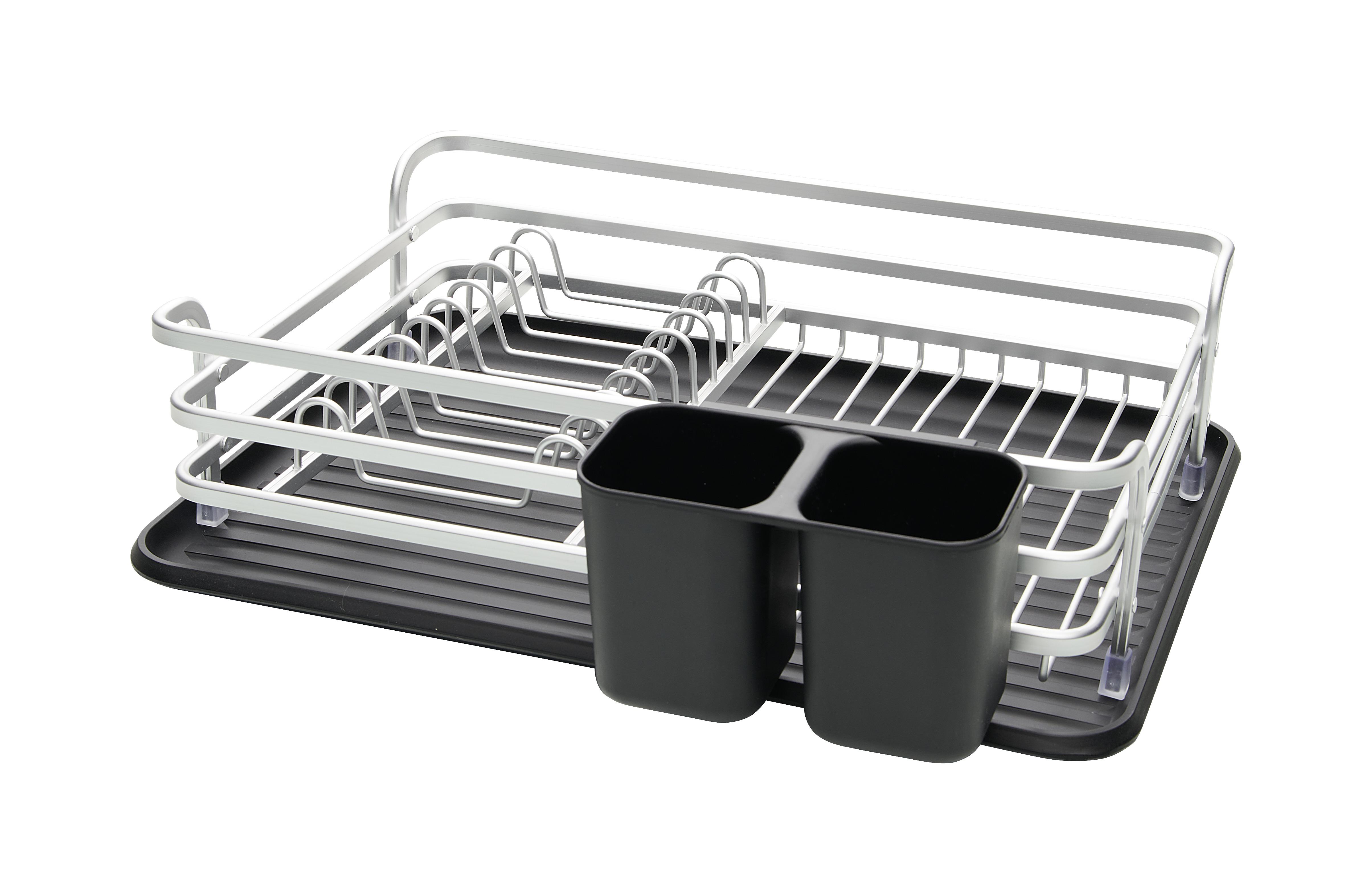 Geschirrabtropfkorb Oskar in Schwarz/Alufarben - Schwarz/Alufarben, Kunststoff/Metall (43/12,5/32cm) - Premium Living