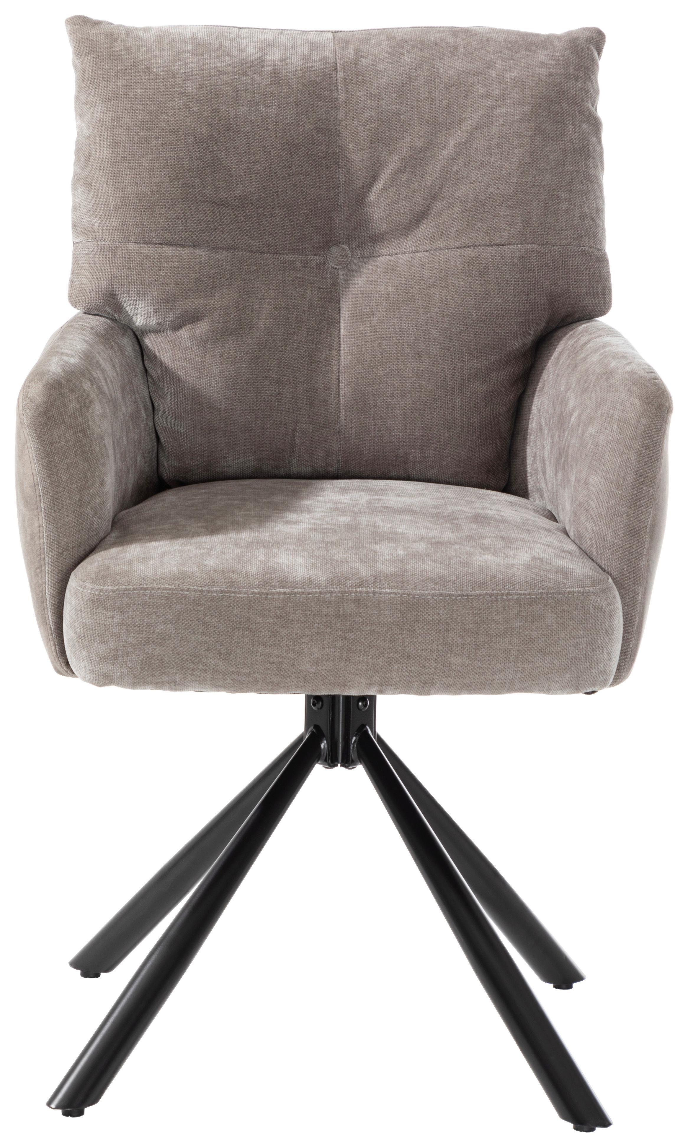 Armlehnstuhl Sophie Grau - Schwarz/Grau, MODERN, Textil/Metall (60/93/67cm) - Premium Living