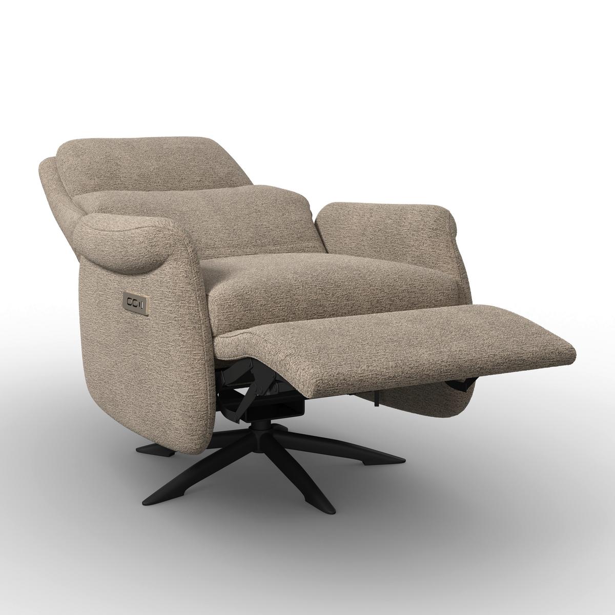 Elektrischer Relaxsessel Alice mir Liege- und Relaxfunktion - Schwarz/Braun, MODERN, Holz/Textil (76/110/90cm) - Bessagi Home