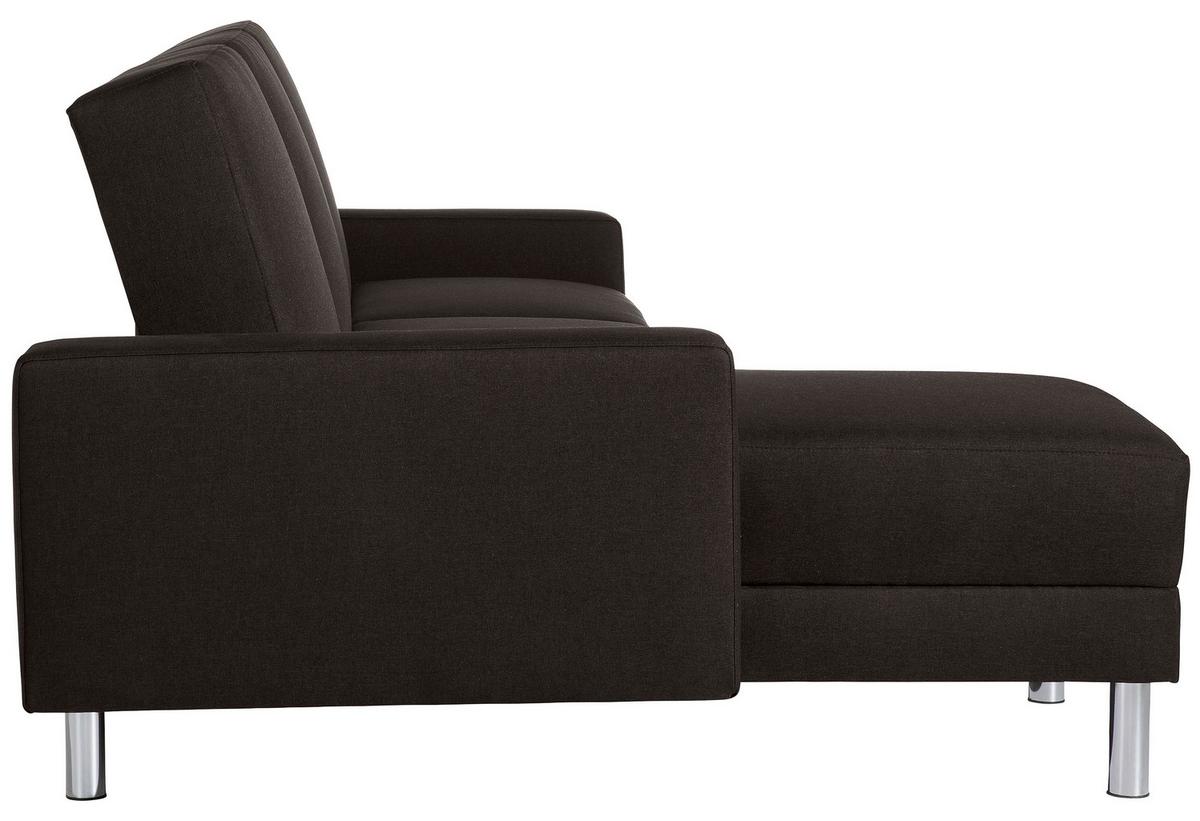 ECKSCHLAFSOFA JUST FASHION - Chromfarben/Dunkelbraun, KONVENTIONELL, Textil/Metall (152/230cm) - Max Winzer
