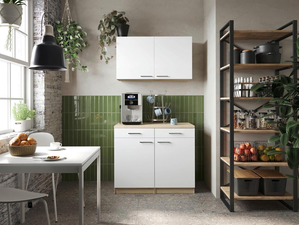 Bife Omara Merle, 100cm - srebrne barve/barve hrasta, Basics, kovina/leseni material (100/200/60cm) - Respekta