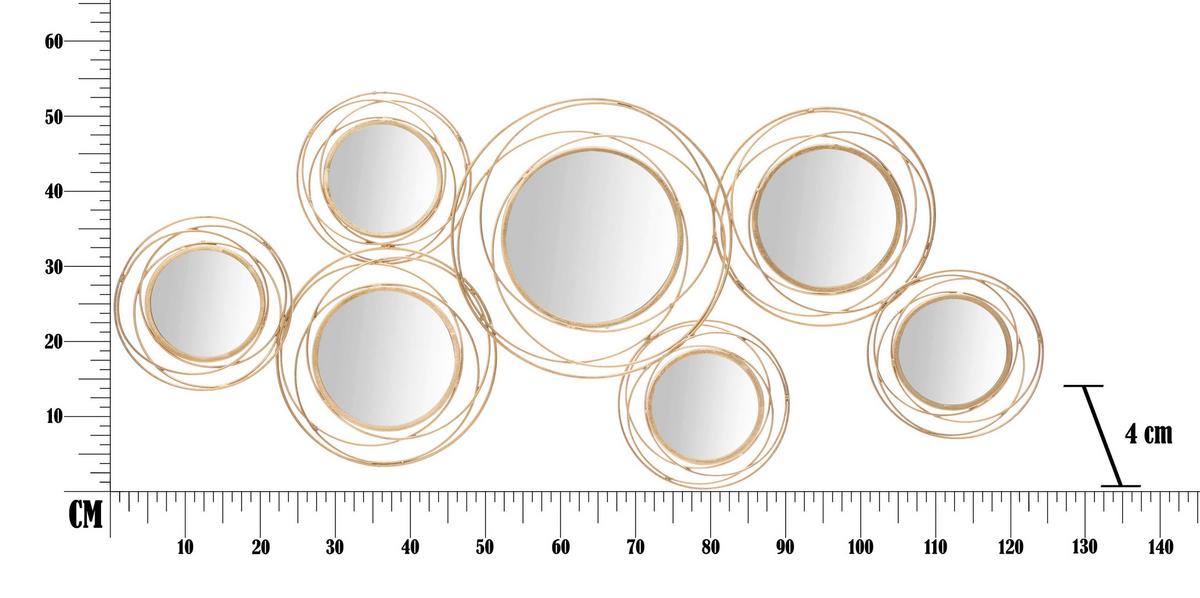 Wanddeko Goldfarben ca. 124x53cm - Goldfarben, Basics, Glas/Metall (124/53/4cm)