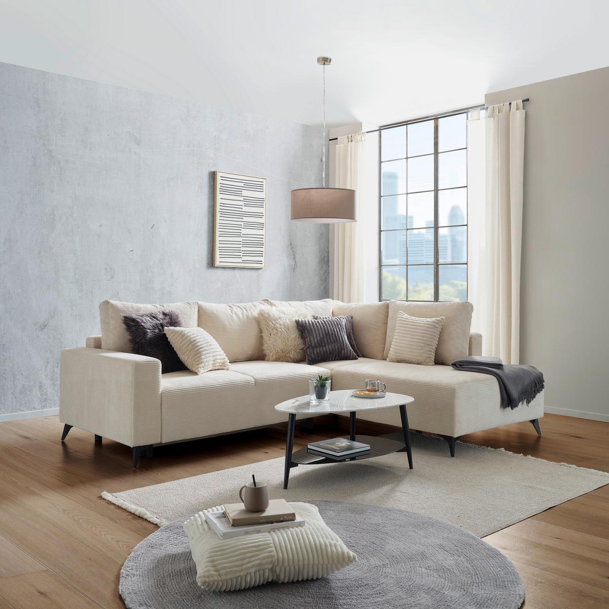 Canapea modulara VIKTOR - bej/crem, Modern, textil (270/212cm) - Modern Living
