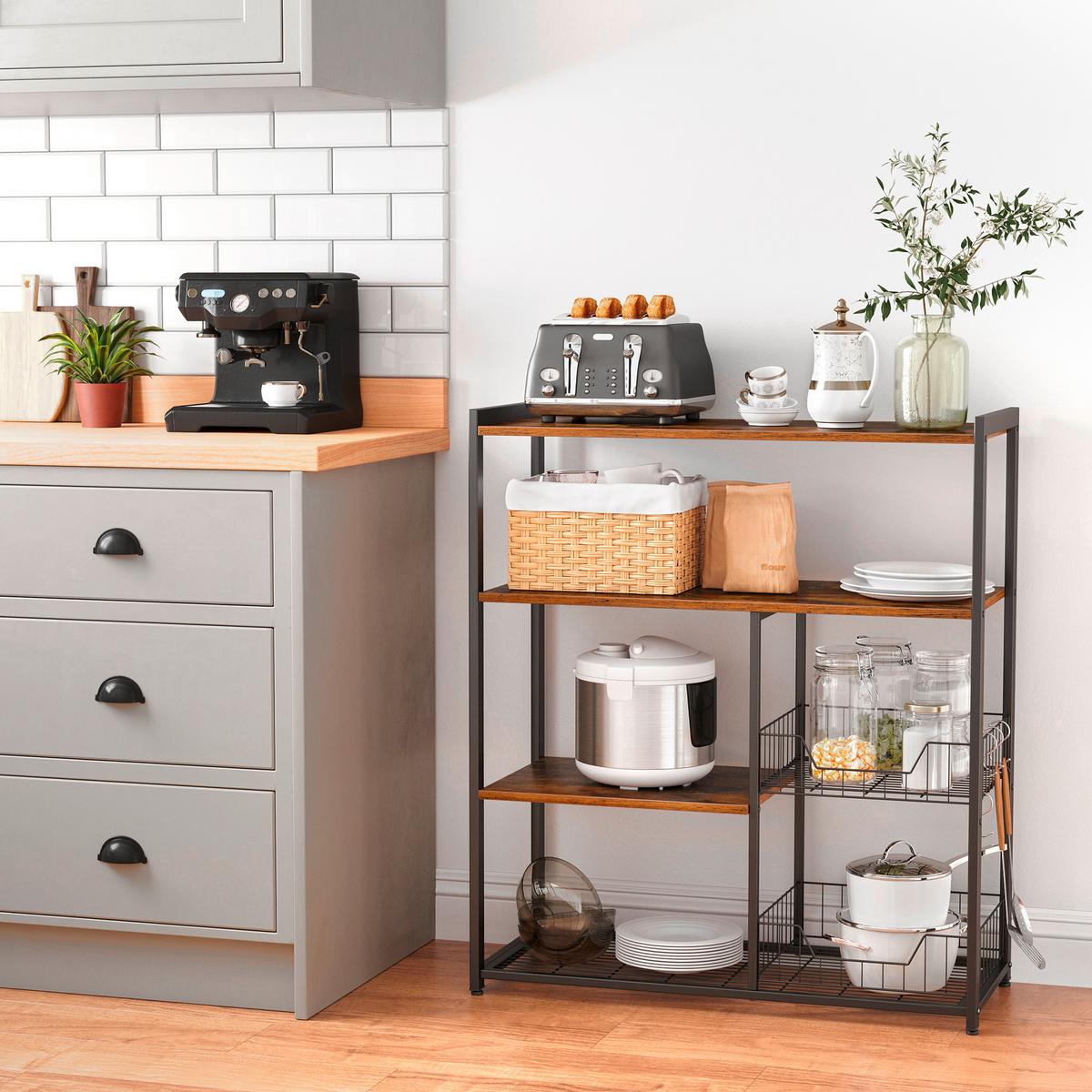 Regal Braun/ Schwarz ca. 80x35x95 cm - Schwarz/Braun, Trend, Holzwerkstoff/Metall (80/35/95cm) - MID.YOU