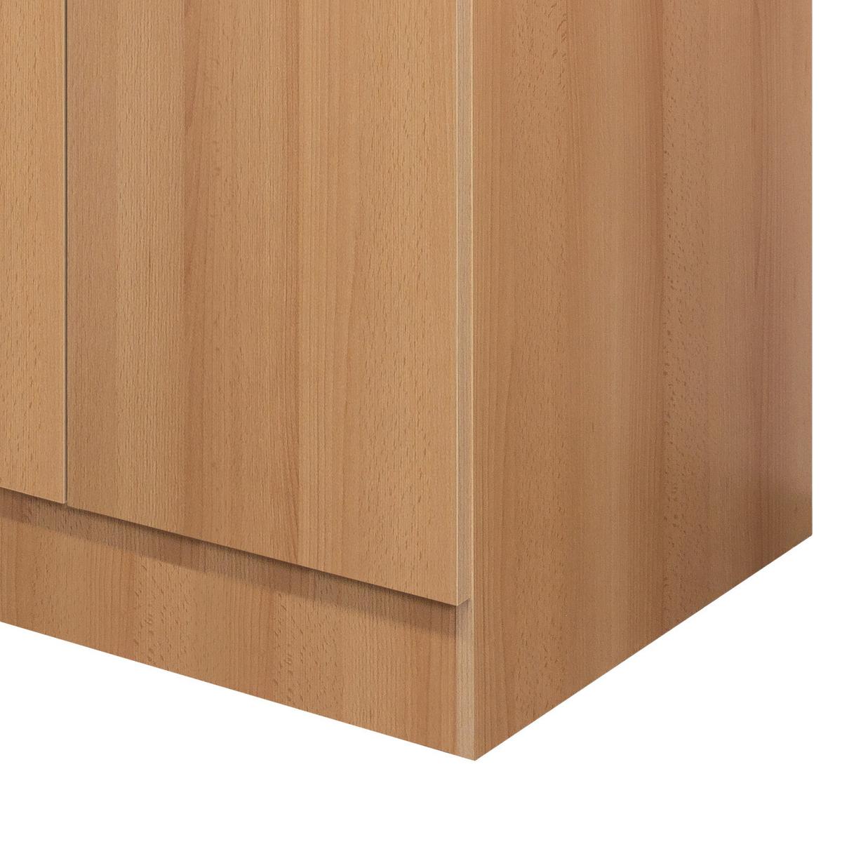 Kuhinjska Spodnja Omarica Nano, Barva Bukve - barve nerjavečega jekla/barve bukve, Moderno, umetna masa/leseni material (100/85/57cm) - FlexWell