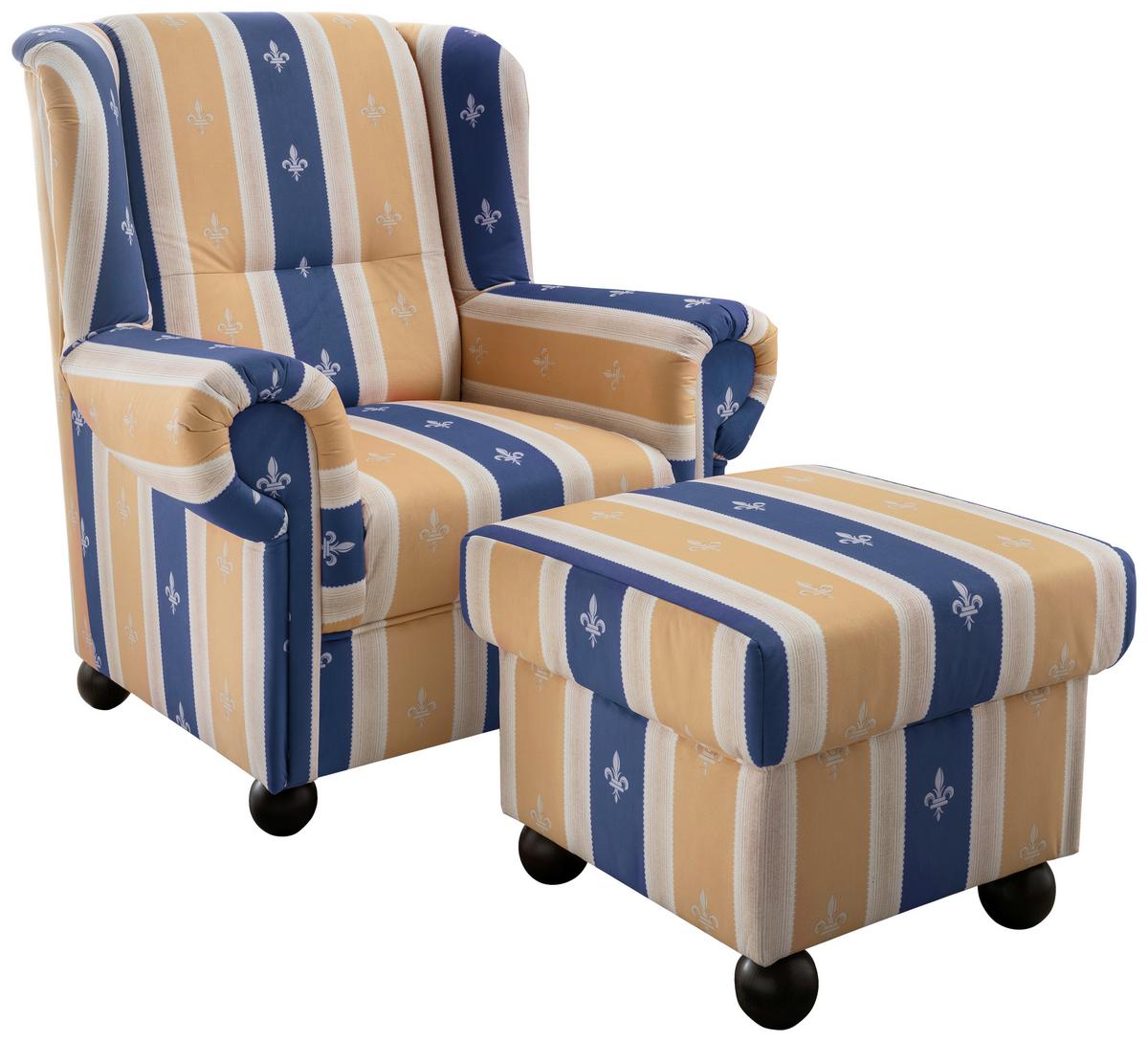 Sesselset Torello Blau Mikrofaser - Blau, KONVENTIONELL, Holz/Textil (92/102/145cm) - Livetastic