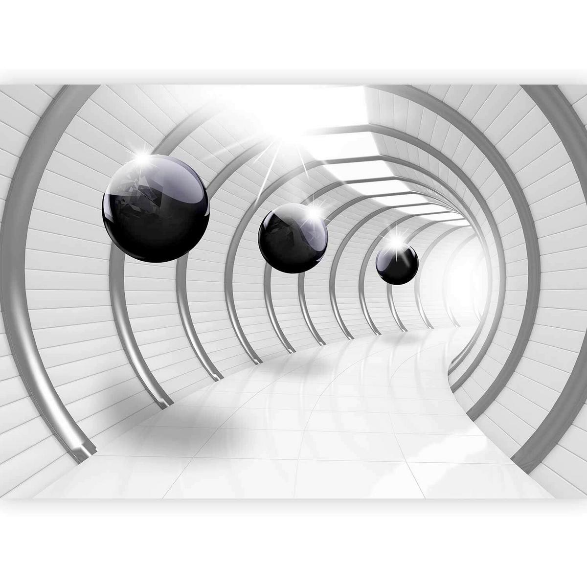 Fototapete Futuristic Tunnel Grau/Weiß - Weiß/Grau, LIFESTYLE, Textil (250/175cm) - artgeist
