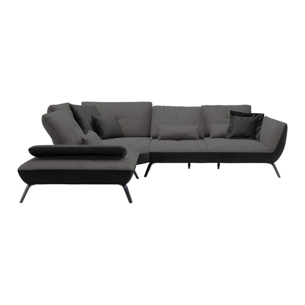 Wohnlandschaft Trendy Anthrazit/Schwarz - Anthrazit/Schwarz, MODERN, Holzwerkstoff/Textil (250/93/310cm) - Premium Living