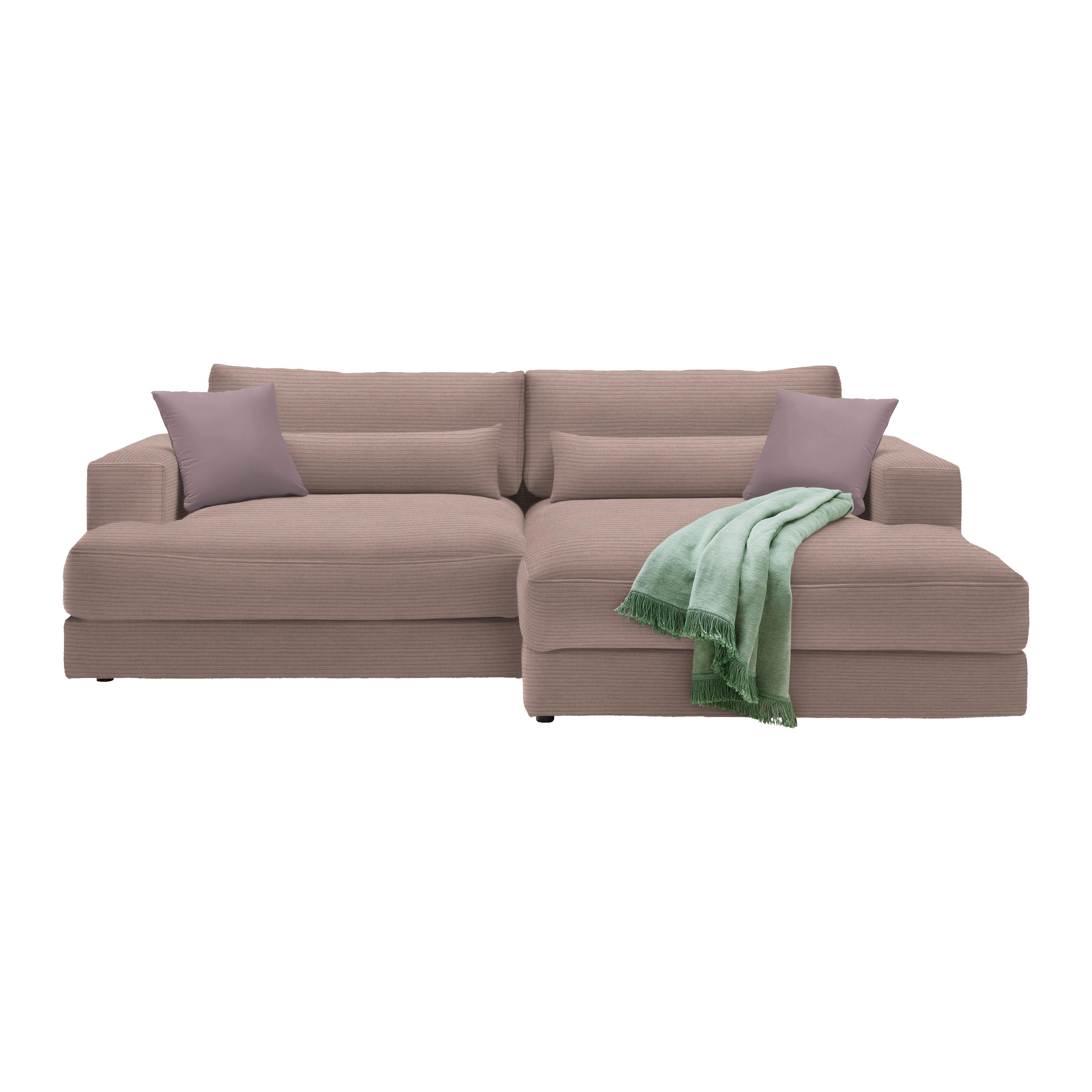 Ecksofa Fabiona rechts Flieder - Schwarz, MODERN, Holz/Kunststoff (268/85/194cm) - Premium Living