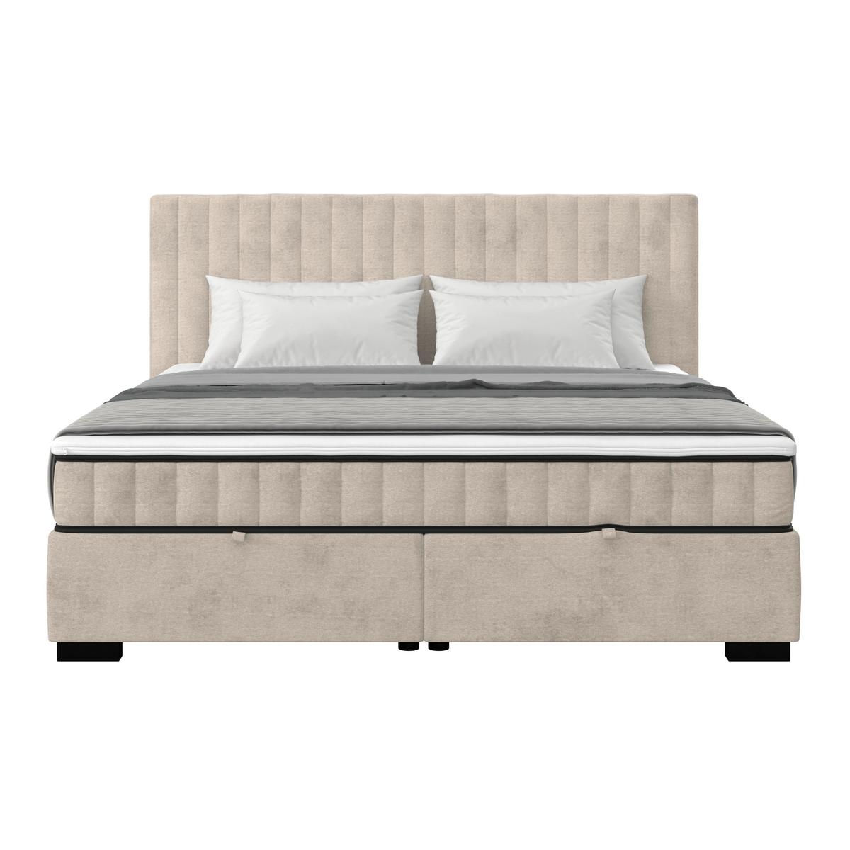 Box Krevet Maya C - boje pijeska/crna, Moderno, drvni materijal/drvo (200/220cm) - Based