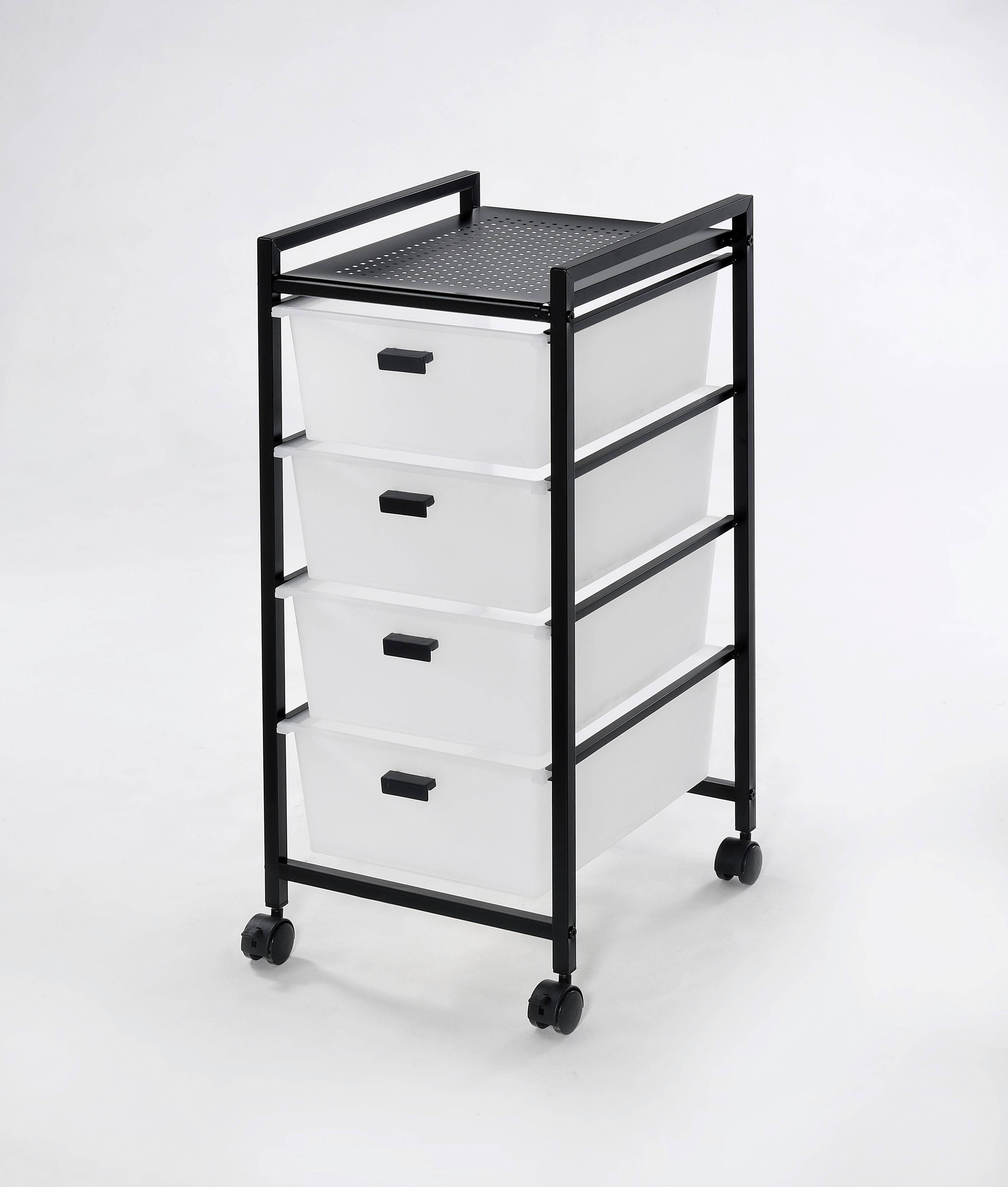 ROLCONTAINER JOLIN -EXKLUSIV- - Wit/Zwart, Modern, Kunststof/Metaal (39/72,5/32,5cm) - Mömax