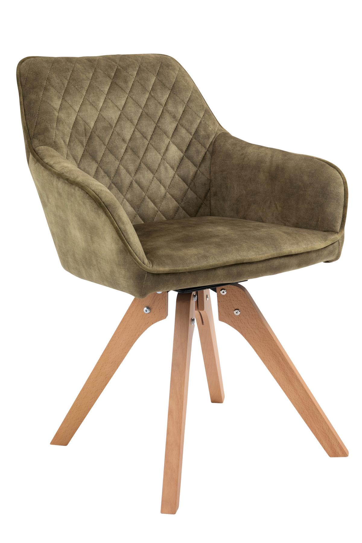 Naslanjač Samt, Zelena, Vrtljiv - barve hrasta/zelena, Moderno, tekstil/les (59/85/61cm) - Livetastic