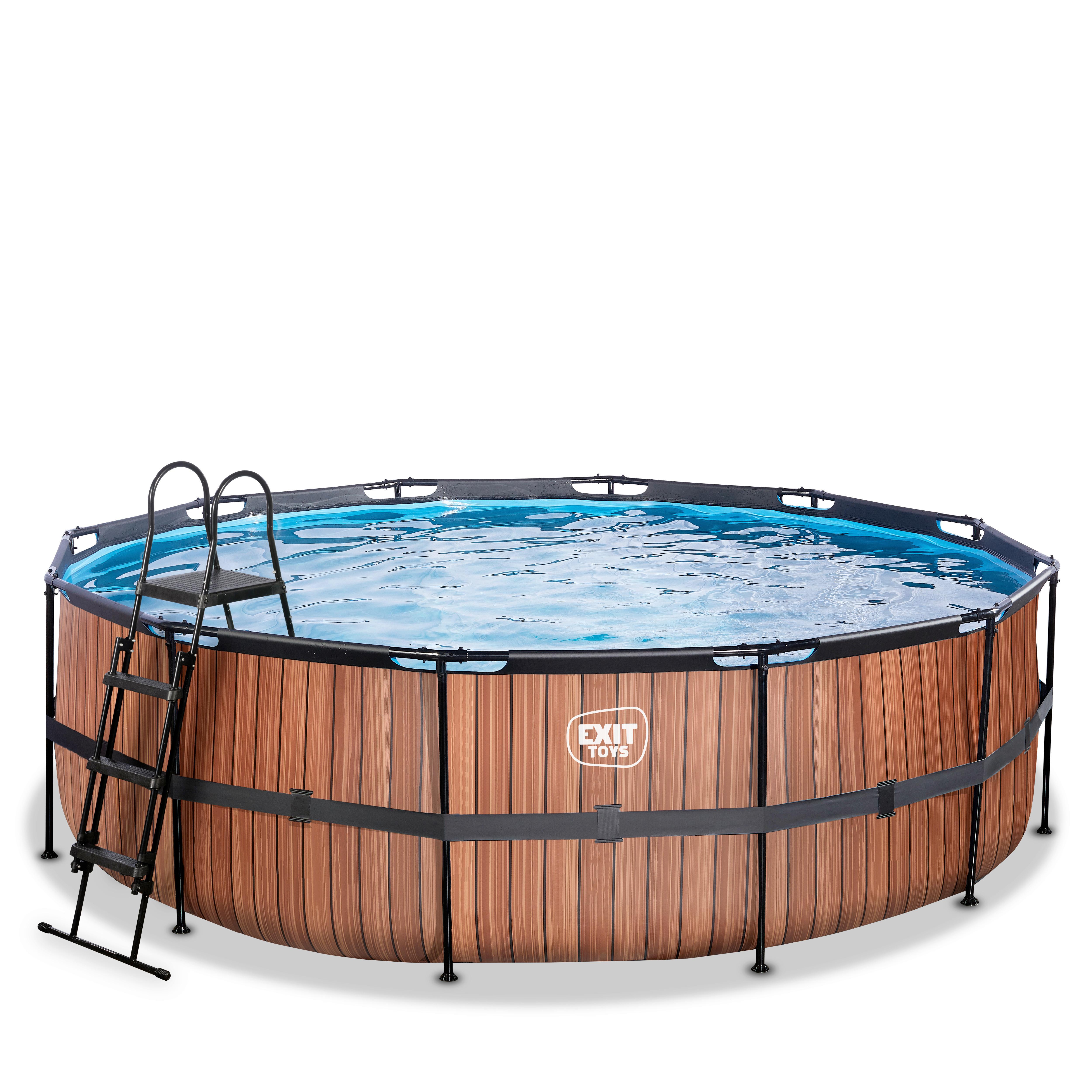 Bazen Exit Wood Pool, Črpalka S Peščenim Filtrom, Ø 450cm - rjava, Konvencionalno, umetna masa (450/122cm) - EXIT Toys