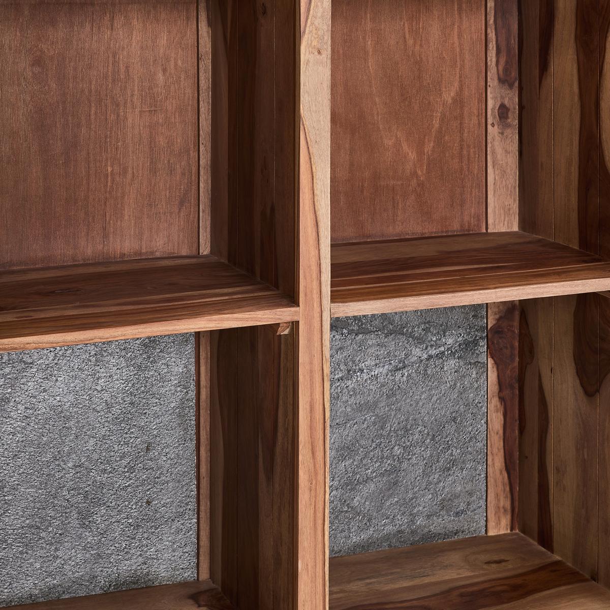 KOMODA WYSOKA HIGH - kolor naturalny/szary, Design, drewno/szkło (99/146/41cm) - Livetastic