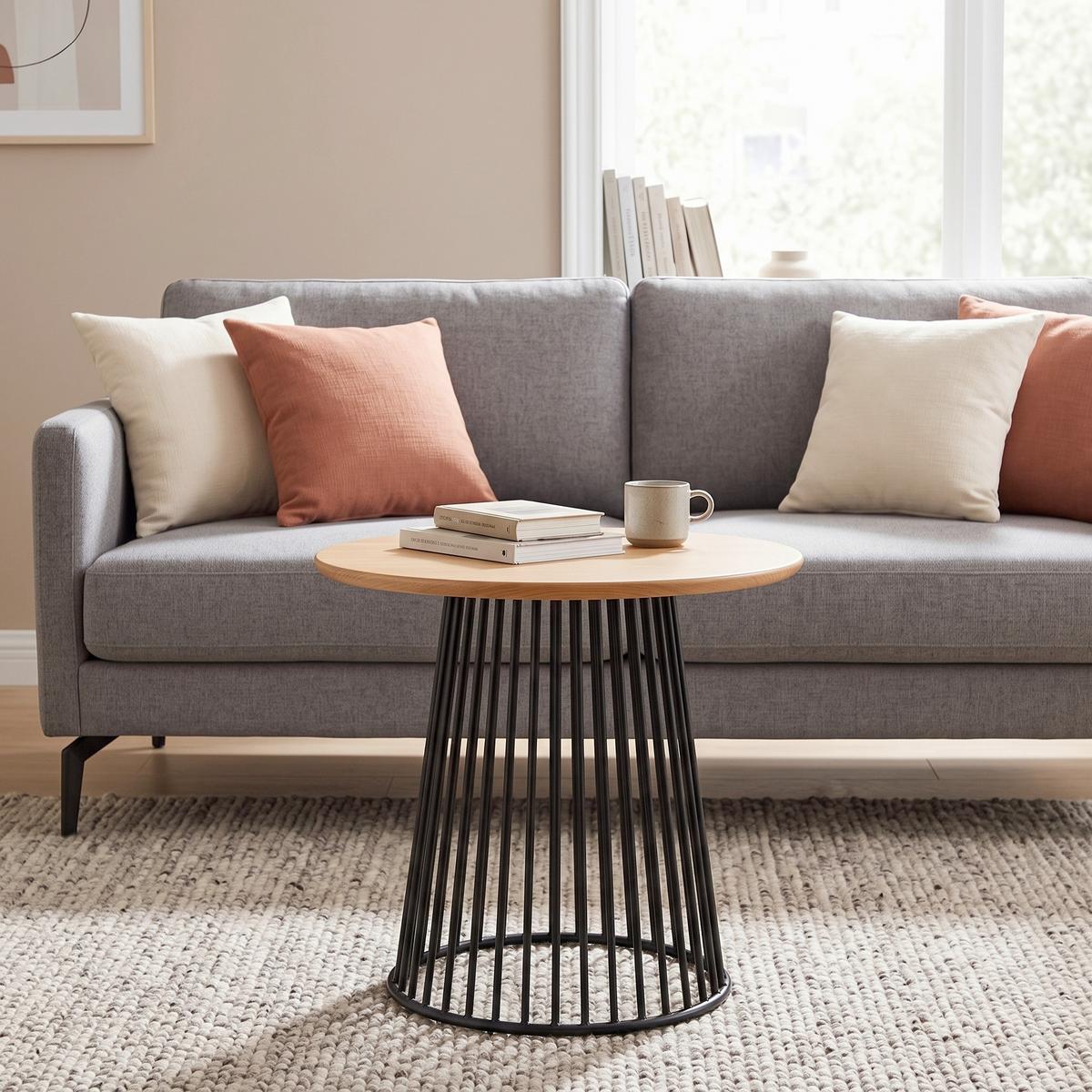 Couchtisch Nica Schwarz/Eichefarben - Eichefarben/Schwarz, MODERN, Holz/Metall (55/55/55cm) - Mömax