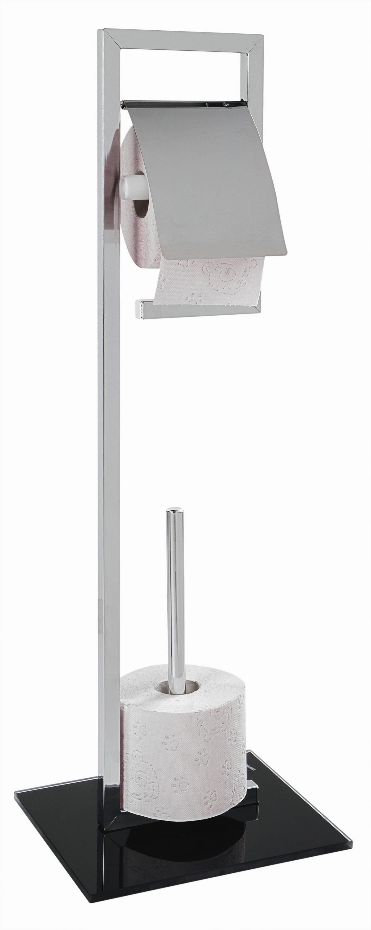 Toilettenpapierhalter Spruce 1 in Chromfarben - Chromfarben/Schwarz, Glas/Metall (25/70/20cm) - Mömax