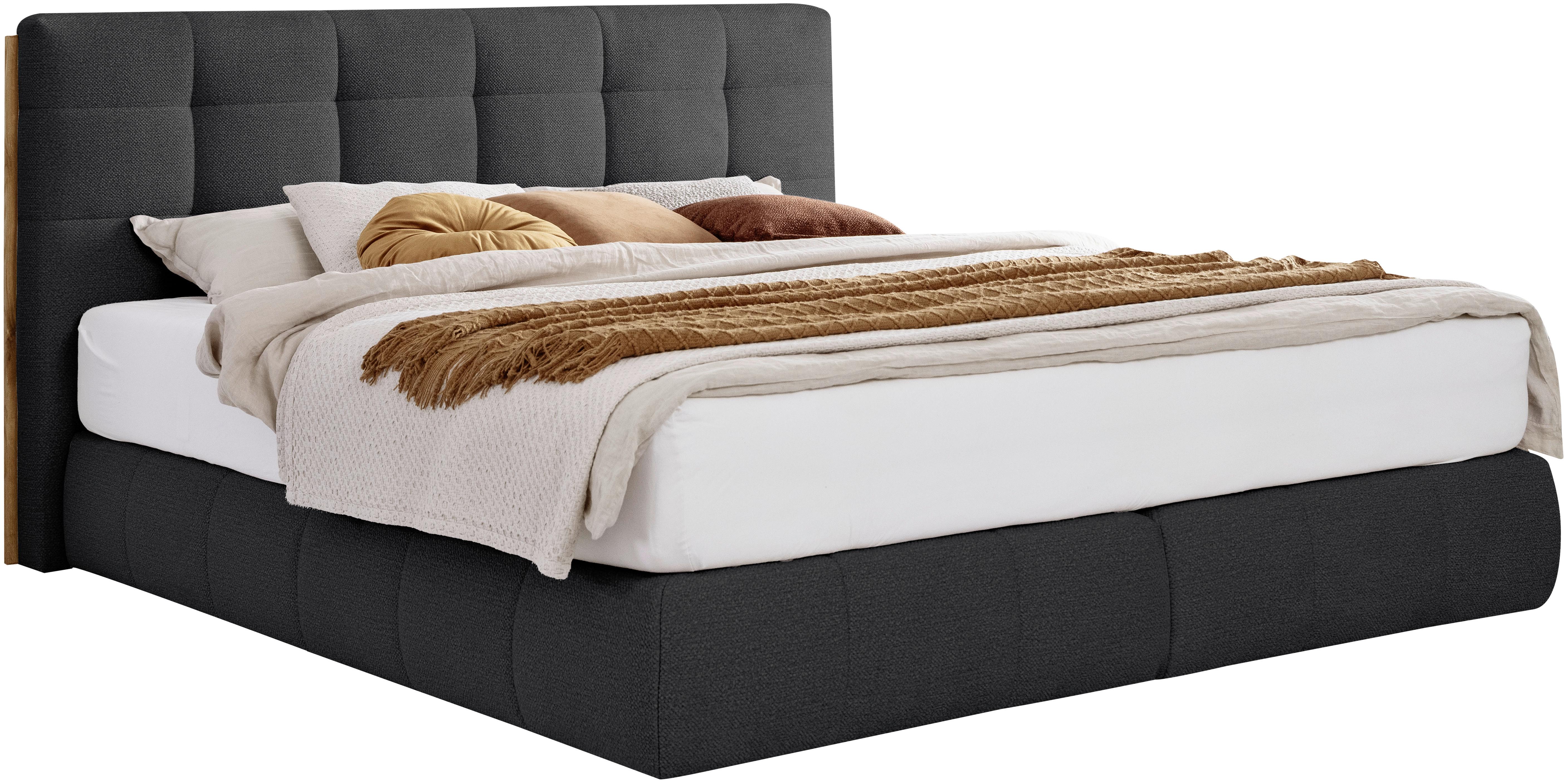 Boxspringbett Lavenito Schwarz ca. 180x200cm - Schwarz, KONVENTIONELL, Textil (180/200cm) - Premium Living