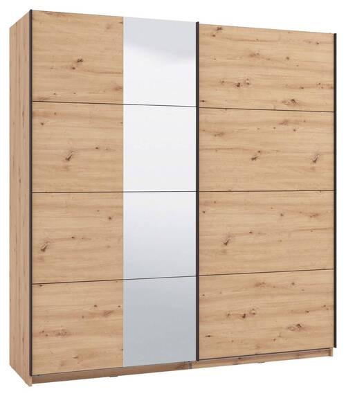 Schwebetürenschrank Gard 200 in Eiche Artisan - Schwarz/Eiche Artisan, Konventionell, Holzwerkstoff/Metall (195/217/61cm) - Mömax