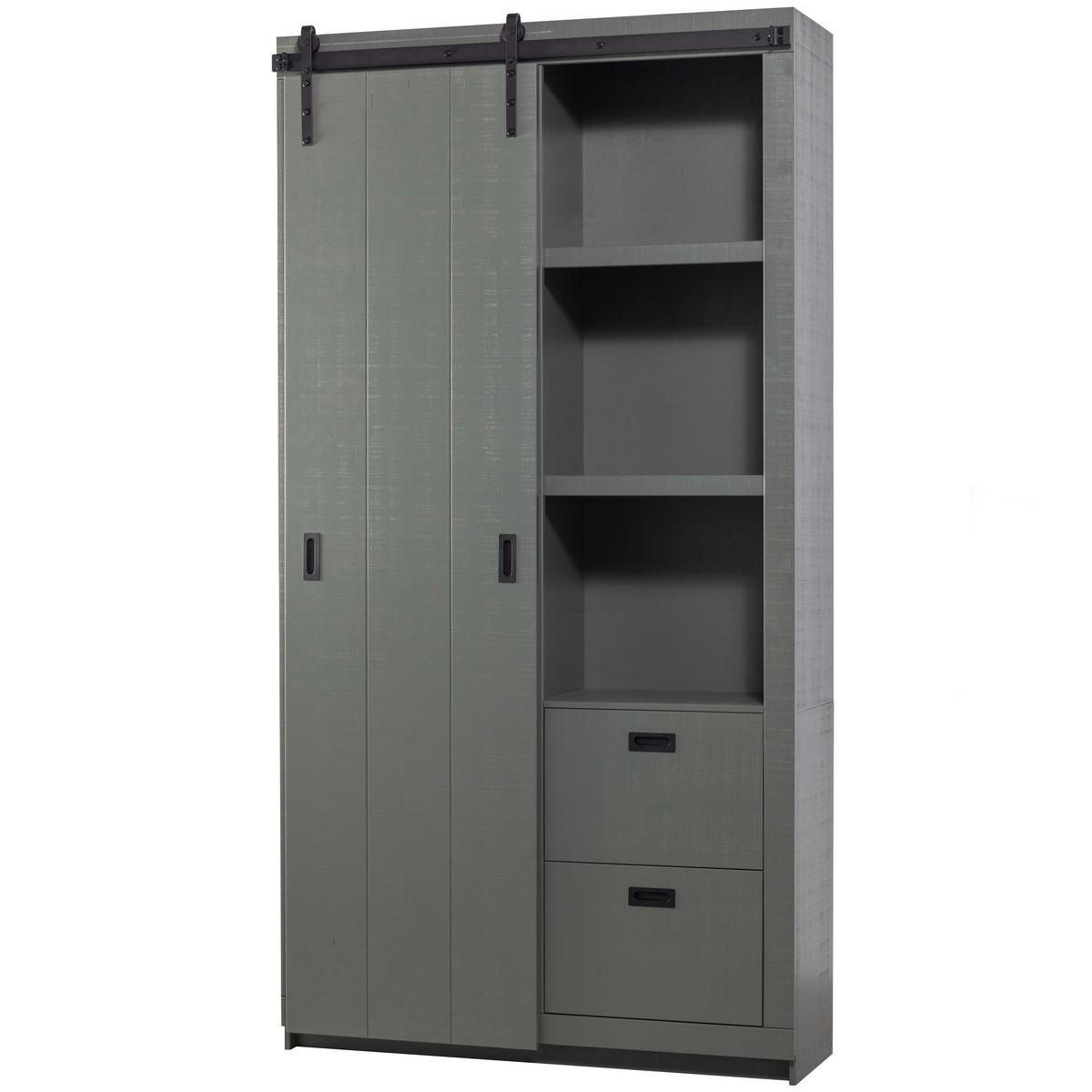 Mehrzweckschrank Slide Barn Grün - Schwarz/Grün, Design, Holz (122/230/37cm) - Livetastic