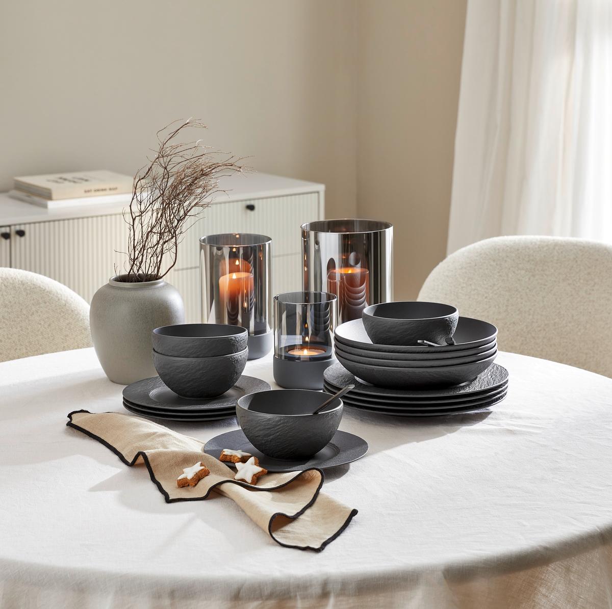 SERWIS OBIADOWO-ŚNIADANIOWY MANUFACTURE ROCK VILLEROY&BOCH - czarny, Design, ceramika - Villeroy & Boch