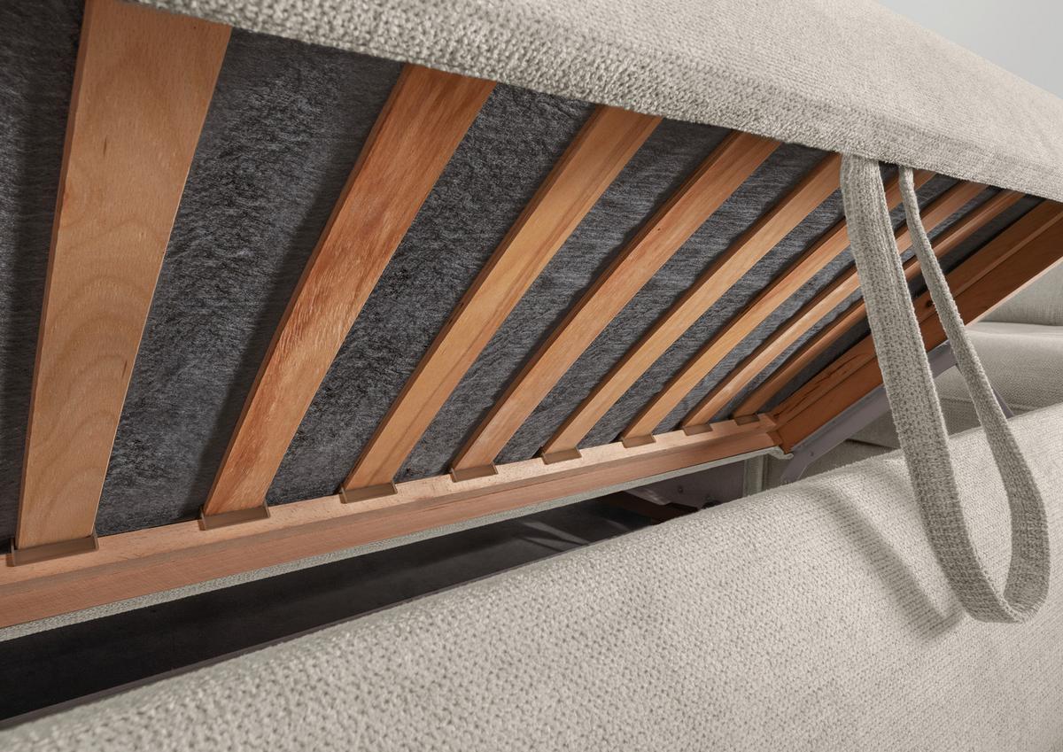 Wohnlandschaft Rigatti Beige Chenille mit Bettkasten - Beige/Schwarz, MODERN, Textil/Metall (184/387/252cm) - Livetastic